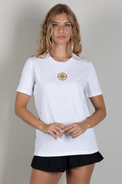Elisabetta Franchi T-shirt In Jersey con Logo Gioiello MA00866E2 GESSO