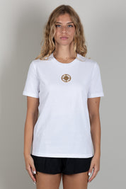 Elisabetta Franchi T-shirt In Jersey con Logo Gioiello MA00866E2 GESSO