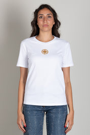 Elisabetta Franchi T-shirt In Jersey con Logo Gioiello MA00866E2 GESSO