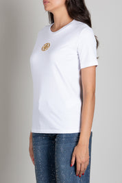 Elisabetta Franchi T-shirt In Jersey con Logo Gioiello MA00866E2 GESSO