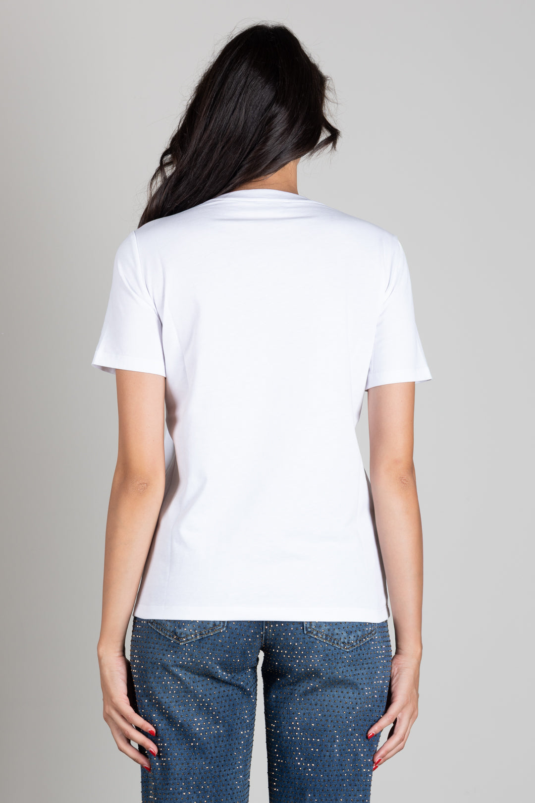 Elisabetta Franchi T-shirt In Jersey con Logo Gioiello MA00866E2 GESSO