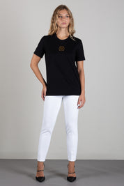 Elisabetta Franchi T-shirt In Jersey con Logo Gioiello MA00866E2 NERO