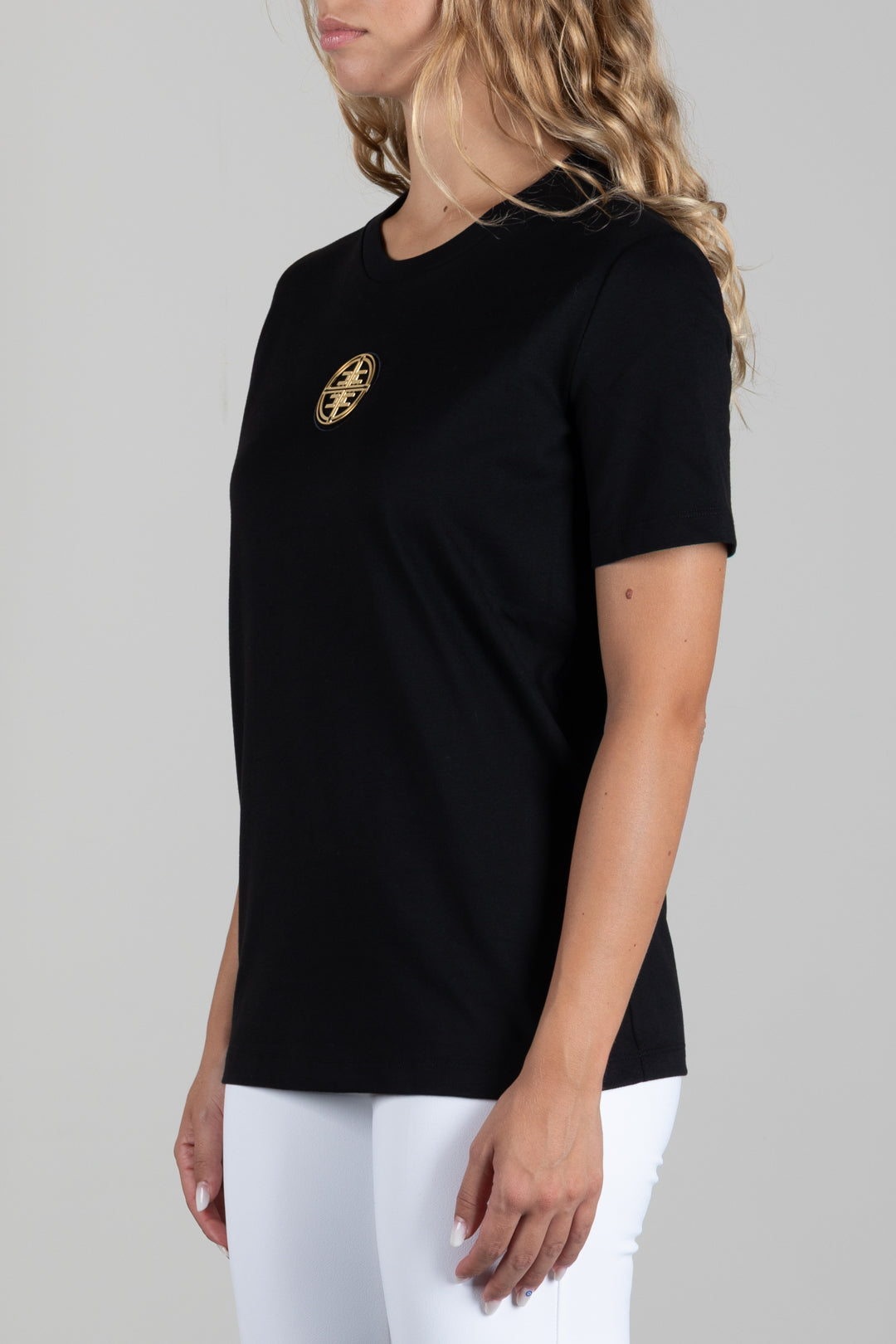 Elisabetta Franchi T-shirt In Jersey con Logo Gioiello MA00866E2 NERO