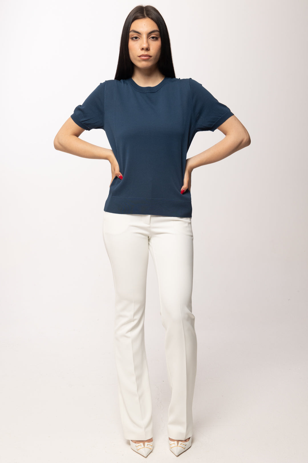 Patrizia Pepe T-shirt In Maglia 8K0409 K027 LAGOON BLUE