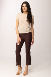 Patrizia Pepe T-shirt In Maglia con Logo Strass 8K0278 K128 BEIGE LUREX FLY