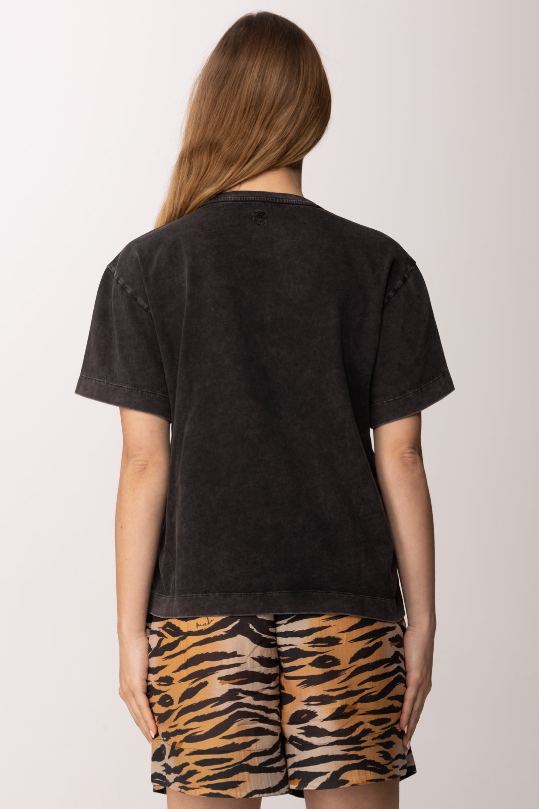 Pinko T-shirt Loose Fit con Ricamo Logo Tono Su Tono 106575 A36T Z98