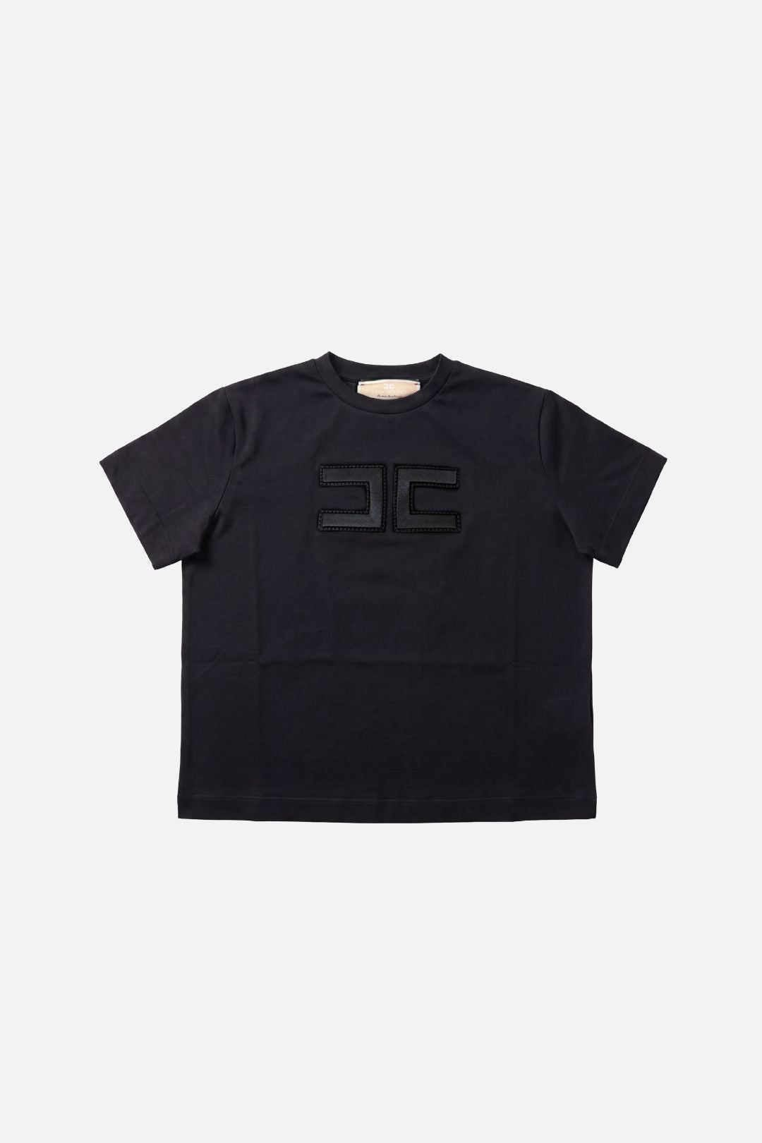 Elisabetta Franchi Bambina T-shirt Nera con Logo EFTS265CJE018.N000