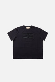 Elisabetta Franchi Bambina T-shirt Nera con Logo EFTS265CJE018.N000