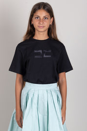 Elisabetta Franchi Bambina T-shirt Nera con Logo EFTS265CJE018.N000