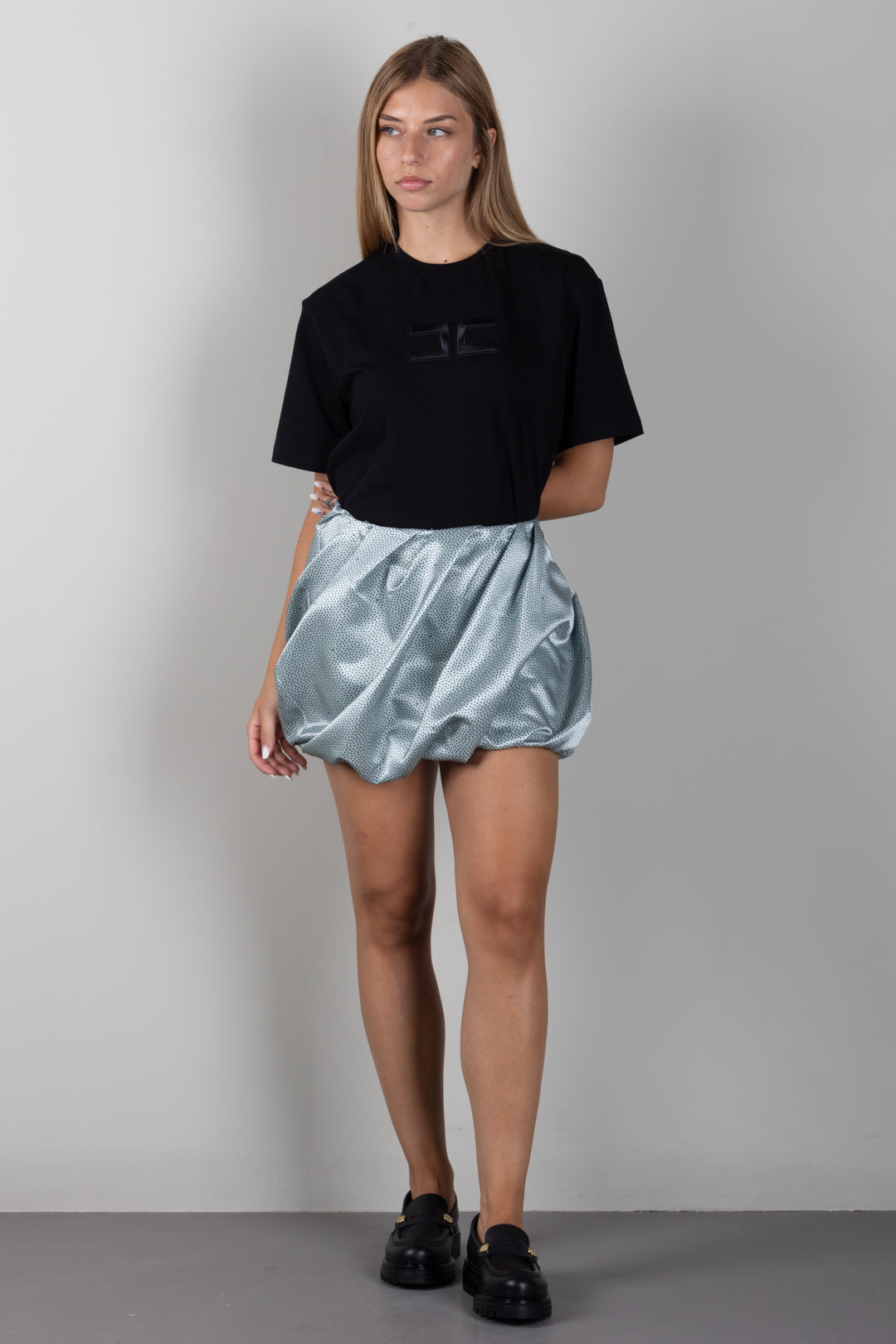 Elisabetta Franchi Bambina T-shirt Nera con Logo EFTS265CJE018.N000