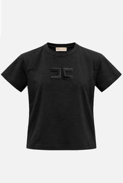 Elisabetta Franchi Bambina T-shirt Nera con Logo EFTS265CJE018.N000