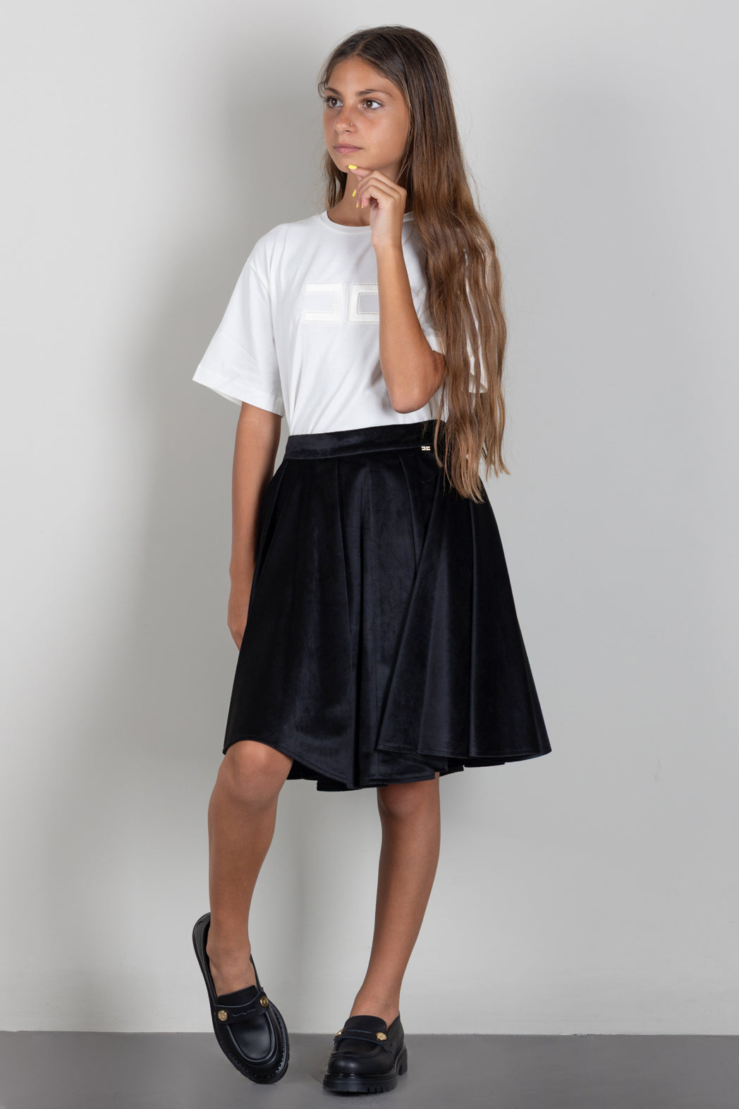 Elisabetta Franchi Bambina T-shirt On Logo Frontale Ricamato EFTS265CJE018.0004