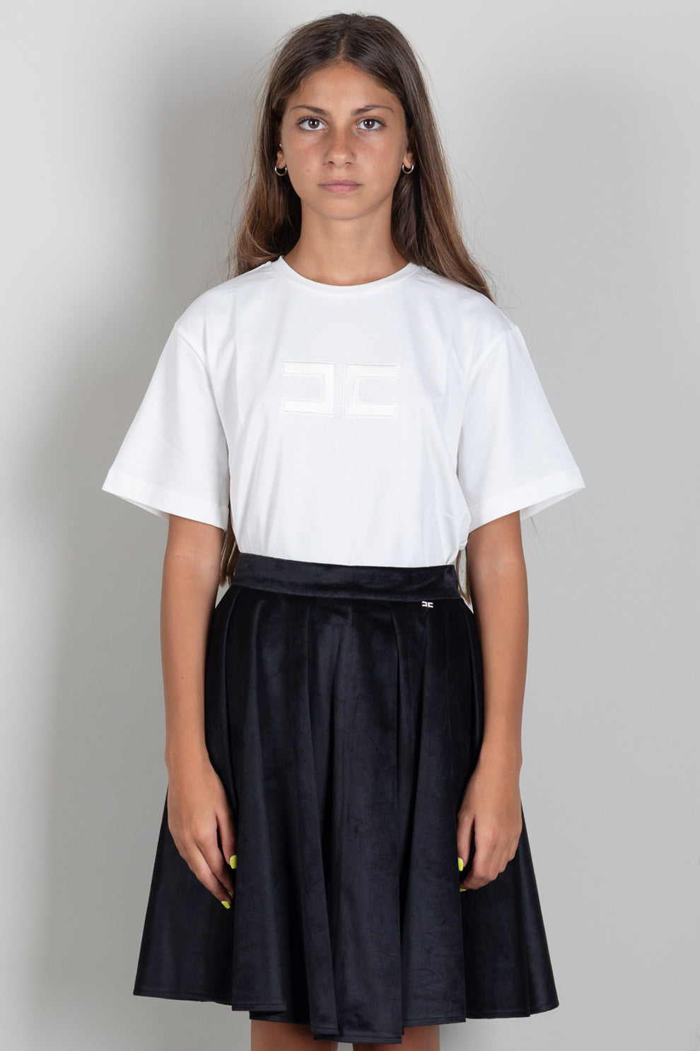 Elisabetta Franchi Bambina T-shirt On Logo Frontale Ricamato EFTS265CJE018.0004