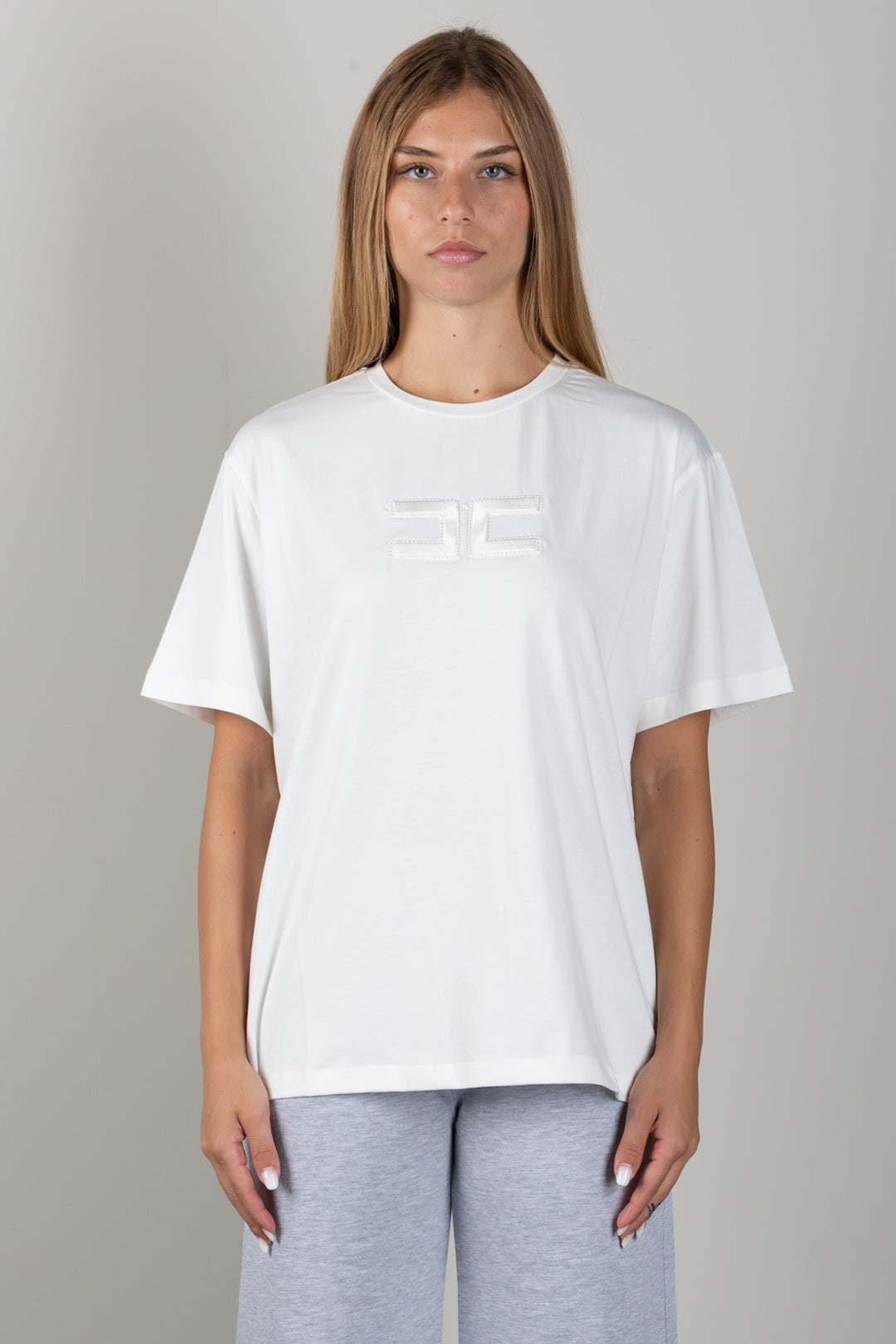 Elisabetta Franchi Bambina T-shirt On Logo Frontale Ricamato EFTS265CJE018.0004