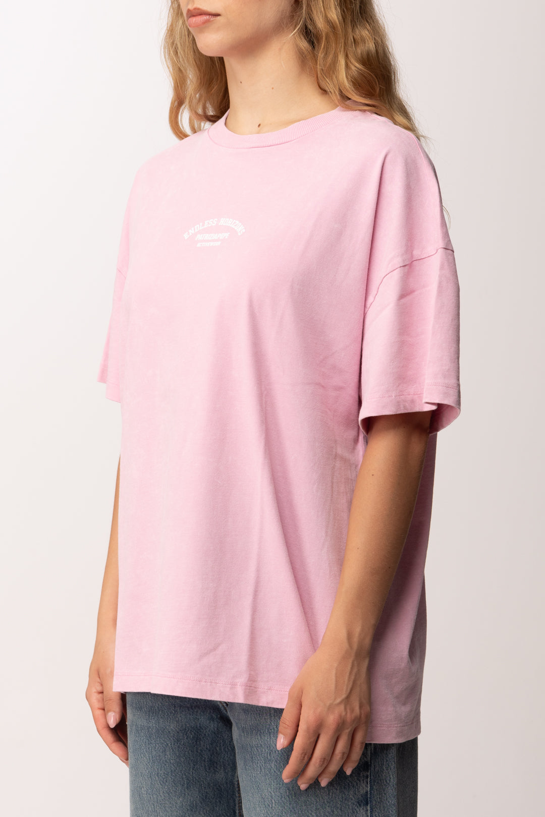 Patrizia Pepe T-shirt Over con Stampa Lettering 2M4552 J428 MARBLE SHELL LILAC