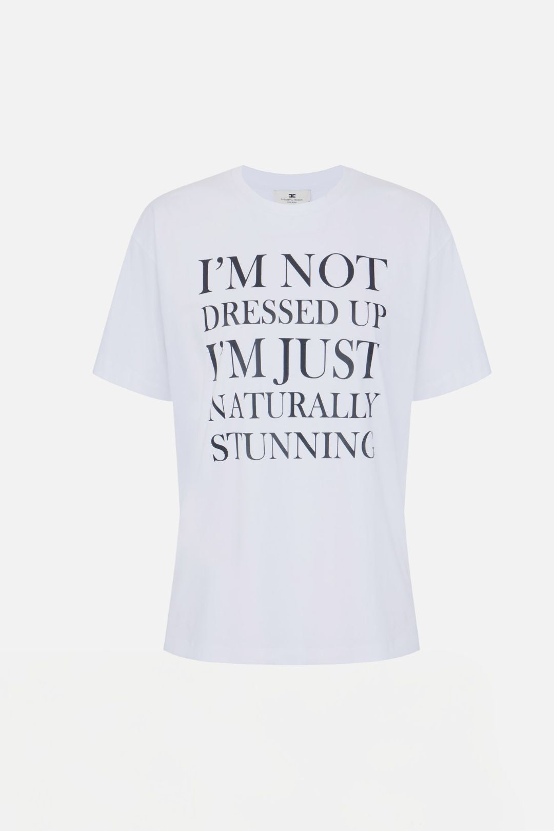 Elisabetta Franchi T-shirt Over In Jersey con Stampa Lettering MA03A66E2 GESSO