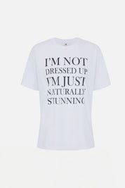 Elisabetta Franchi T-shirt Over In Jersey con Stampa Lettering MA03A66E2 GESSO