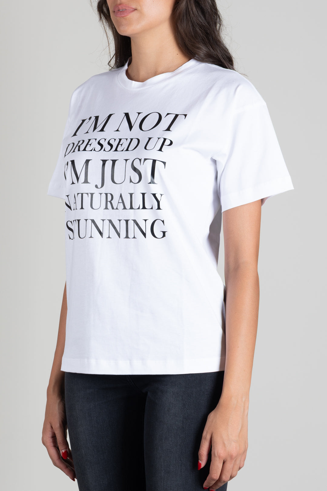 Elisabetta Franchi T-shirt Over In Jersey con Stampa Lettering MA03A66E2 GESSO