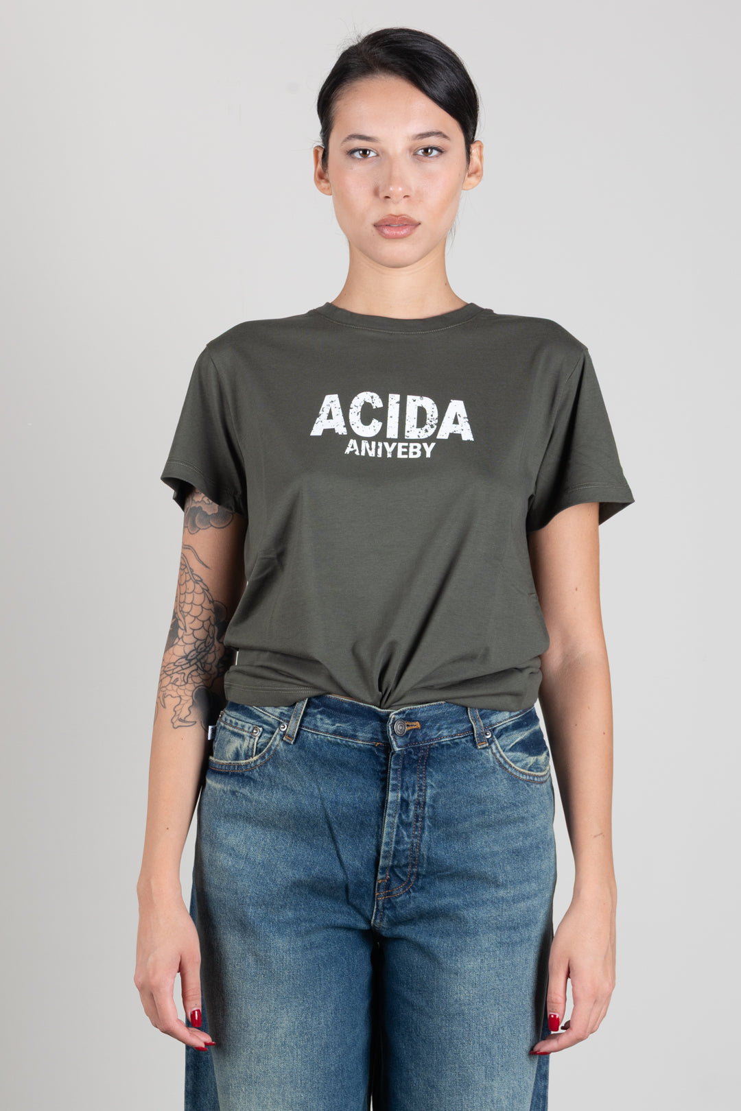 Aniye By T-shirt Regular Acida con Stampa a Contrasto 181329 ARMY :AI26