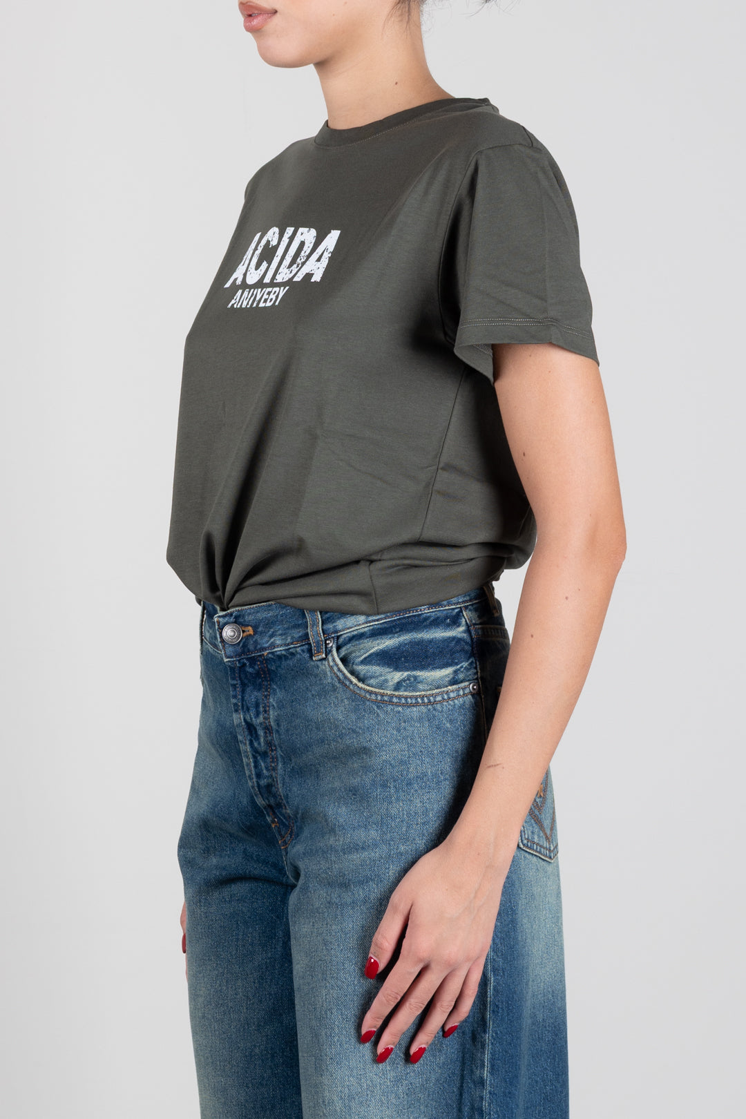 Aniye By T-shirt Regular Acida con Stampa a Contrasto 181329 ARMY :AI26