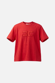 Elisabetta Franchi Bambina T-shirt Rossa con Maxi Logo Tono Su Tono EFTS265CJE018.3028