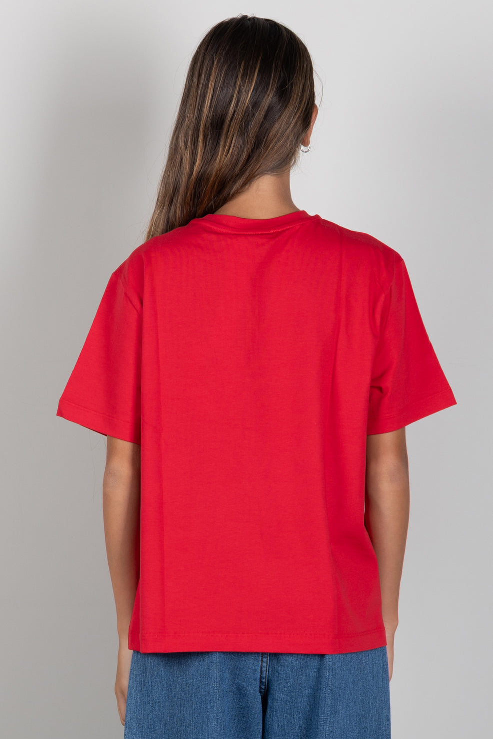 Elisabetta Franchi Bambina T-shirt Rossa con Maxi Logo Tono Su Tono EFTS265CJE018.3028