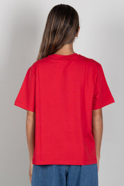 Elisabetta Franchi Bambina T-shirt Rossa con Maxi Logo Tono Su Tono EFTS265CJE018.3028