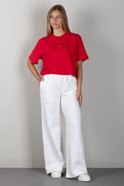 Elisabetta Franchi Bambina T-shirt Rossa con Maxi Logo Tono Su Tono EFTS265CJE018.3028
