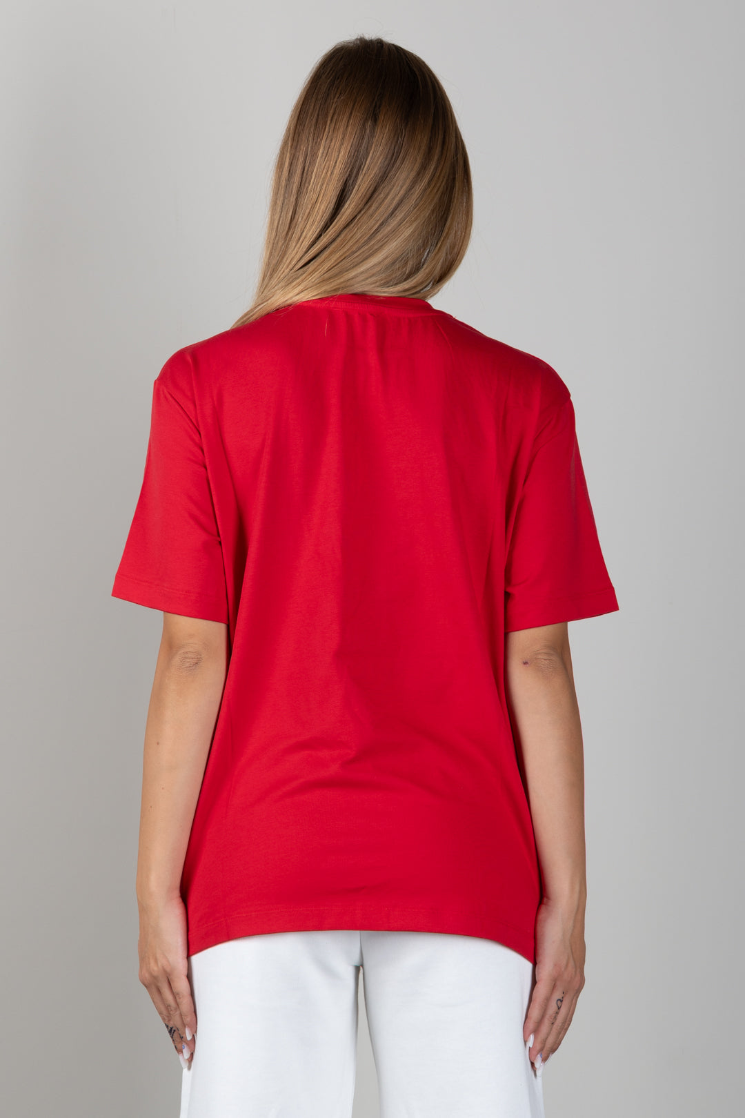 Elisabetta Franchi Bambina T-shirt Rossa con Maxi Logo Tono Su Tono EFTS265CJE018.3028