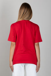 Elisabetta Franchi Bambina T-shirt Rossa con Maxi Logo Tono Su Tono EFTS265CJE018.3028