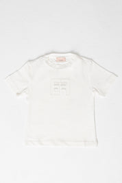 Elisabetta Franchi Bambina T-shirt Basica con Ricamo Ef In Tinta EGTS1010JE006 PANNA CHIARO