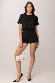 Elisabetta Franchi T-shirt con Applicazione Logo MA68P61E2 NERO