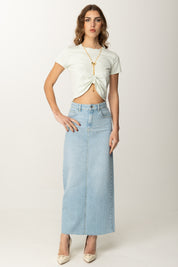 Elisabetta Franchi T-shirt con Arriccio e Collana MA00651E2 MENTA