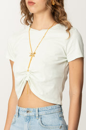 Elisabetta Franchi T-shirt con Arriccio e Collana MA00651E2 MENTA