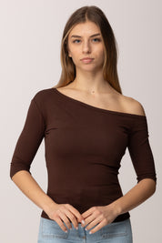 Twin-set T-shirt con Collo Asimmetrico 261AP2167 CHOCOLATE LAB
