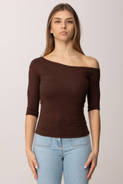 Twin-set T-shirt con Collo Asimmetrico 261AP2167 CHOCOLATE LAB