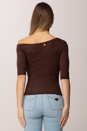 Twin-set T-shirt con Collo Asimmetrico 261AP2167 CHOCOLATE LAB