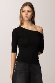 Twin-set T-shirt con Collo Asimmetrico 261AP2167 NERO