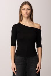 Twin-set T-shirt con Collo Asimmetrico 261AP2167 NERO