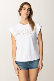 Twin-set T-shirt con Inserto In Pizzo 251TP2073 BIANCO OTTICO
