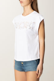 Twin-set T-shirt con Inserto In Pizzo 251TP2073 BIANCO OTTICO