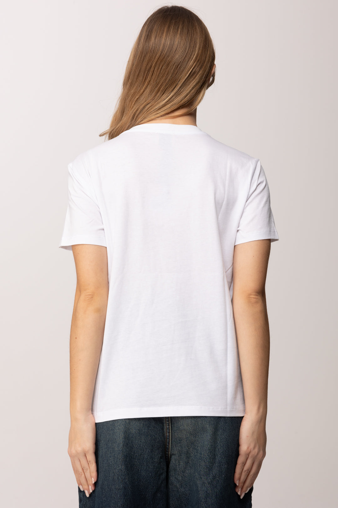 Meme Road T-shirt con Lettering e Accessorio con Perle M3221M BIANCO