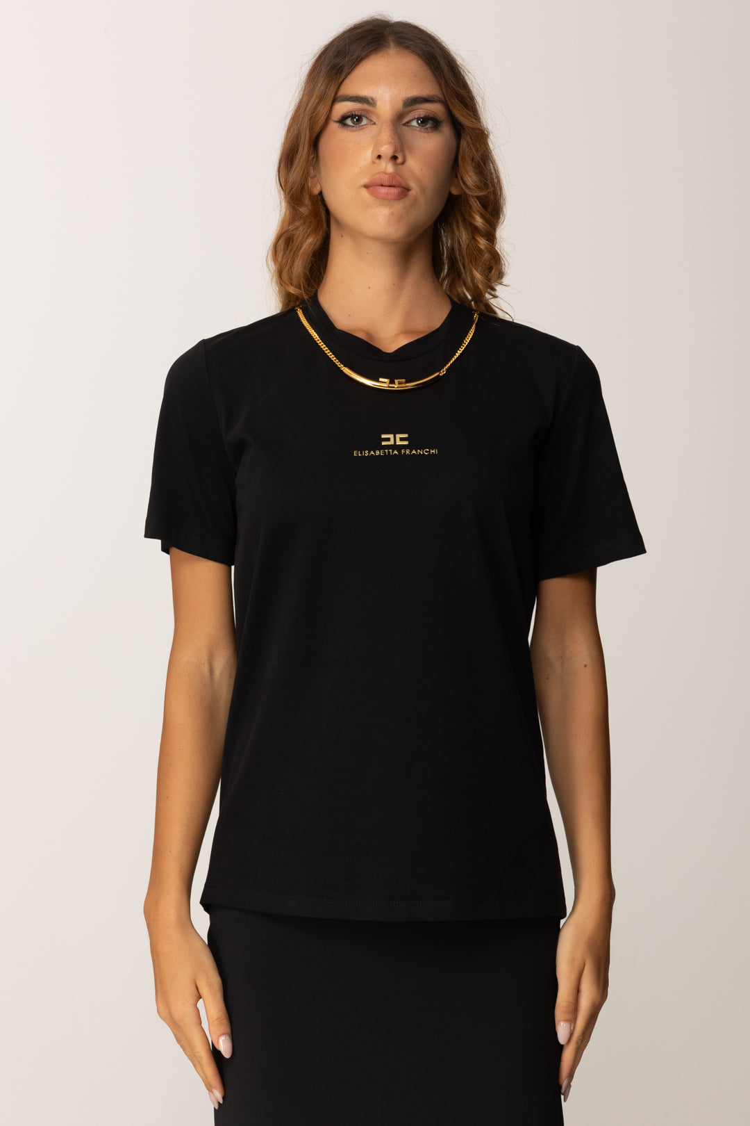 Elisabetta Franchi Donna T-shirt con Logo Lettering e