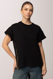 Elisabetta Franchi T-shirt con Logo Ricamato MA75P61E2 NERO