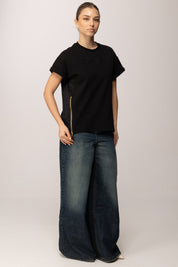 Elisabetta Franchi T-shirt con Logo Ricamato MA75P61E2 NERO