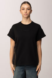 Elisabetta Franchi T-shirt con Logo Ricamato MA75P61E2 NERO