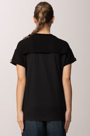 Elisabetta Franchi T-shirt con Logo Ricamato MA75P61E2 NERO