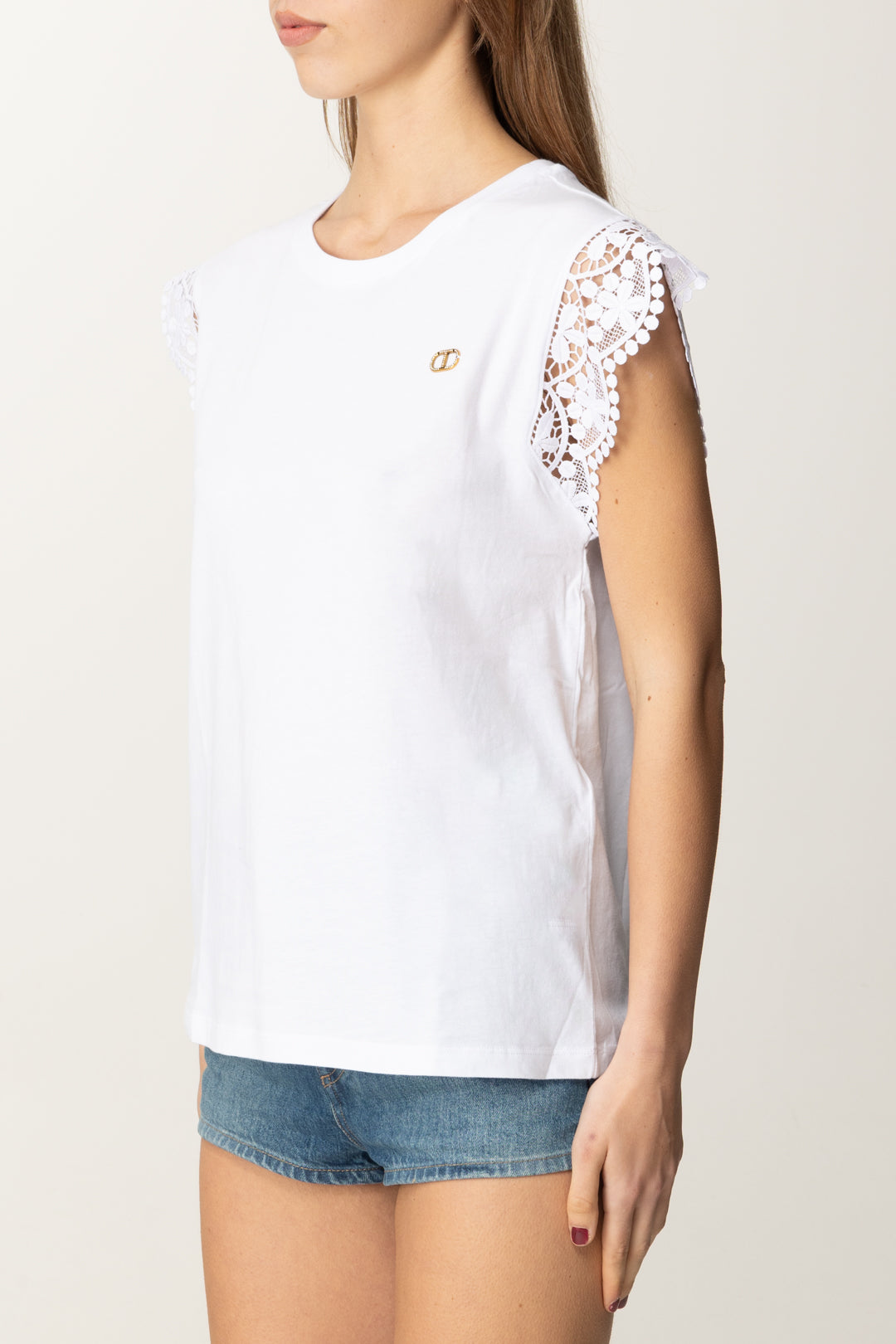 Maglia graziosa con maniche ad aletta - Blu medio