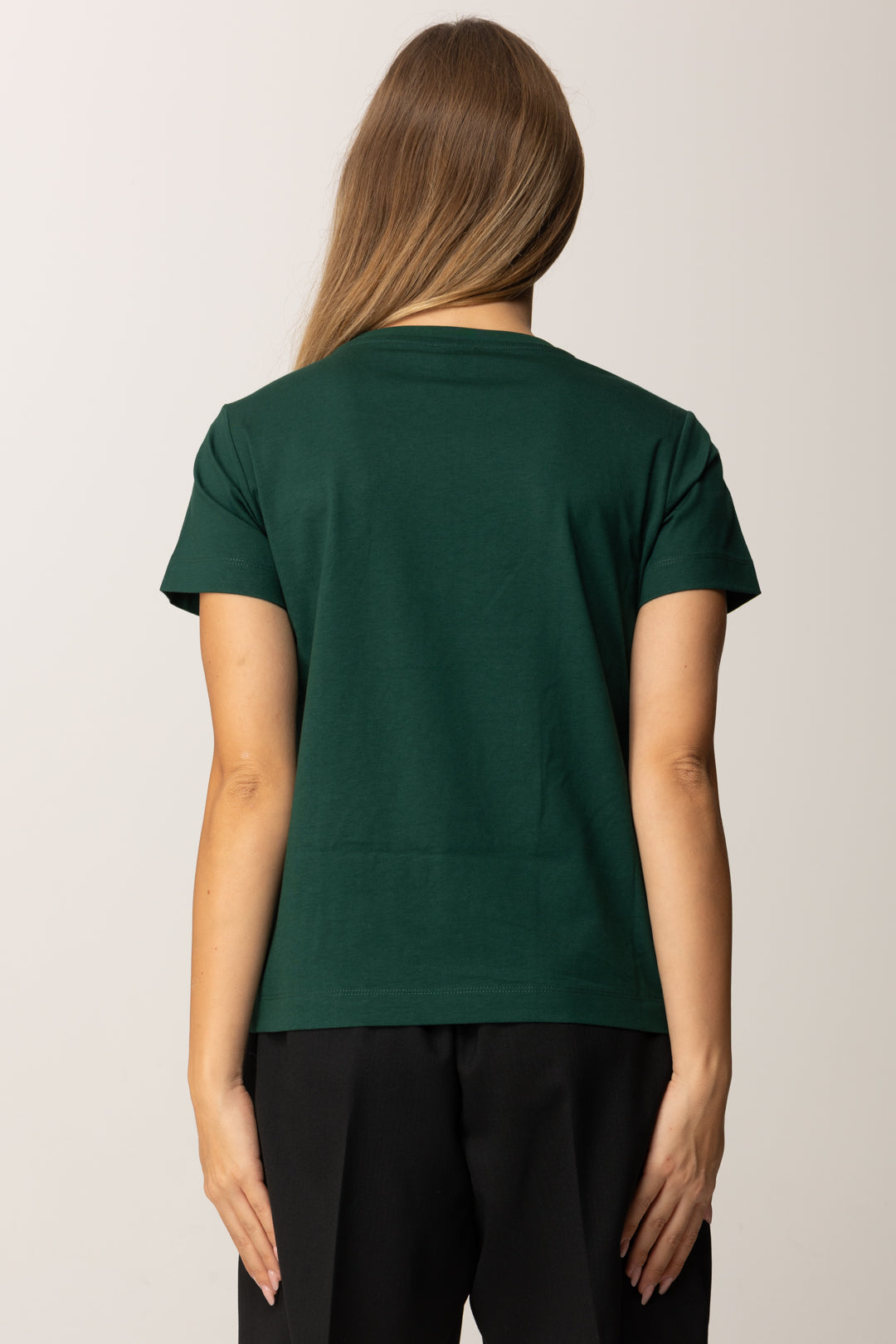 Pinko T-shirt con Mini Ricamo Logo Love Birds VERDE VENA