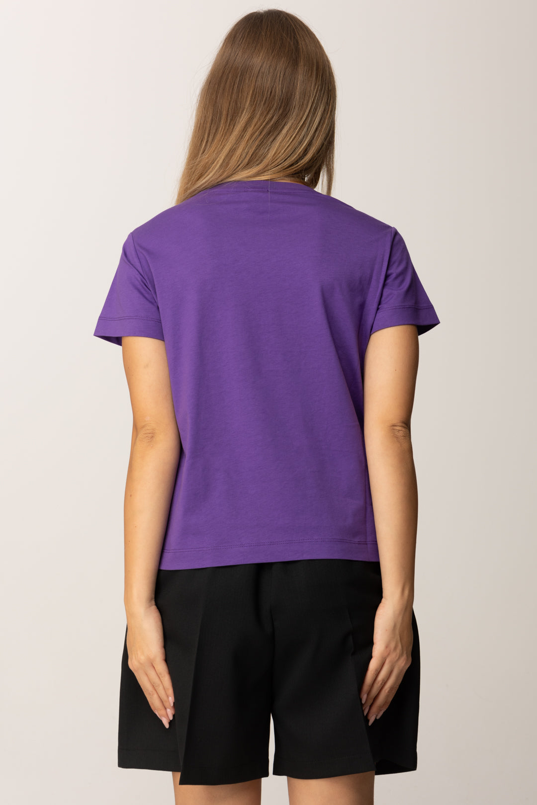 Pinko T-shirt con Mini Ricamo Logo Love Birds VIOLA REALE